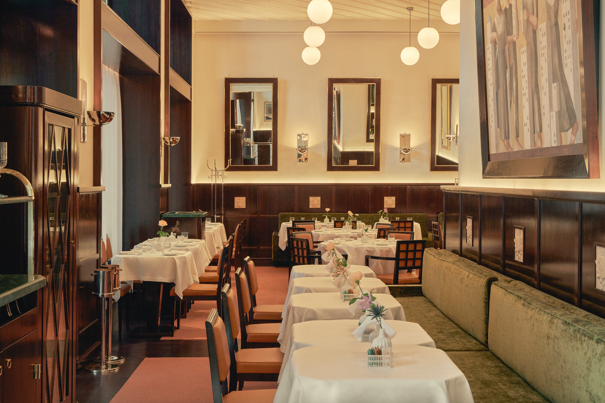 a room with tables and chairs