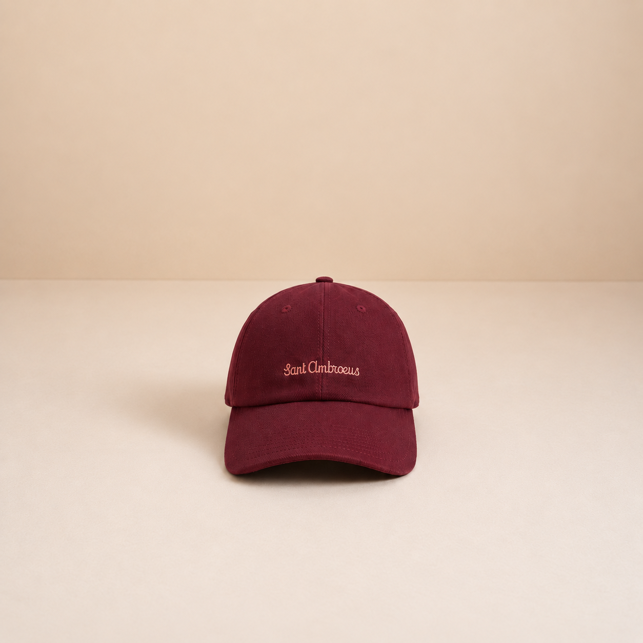 a red hat on a white surface