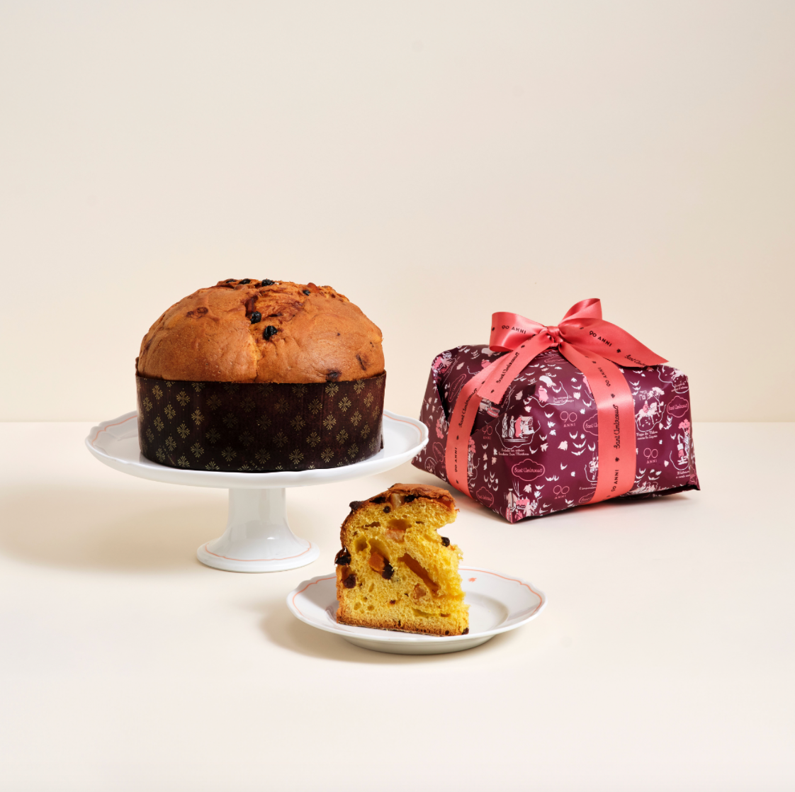 a cake and a gift on a table